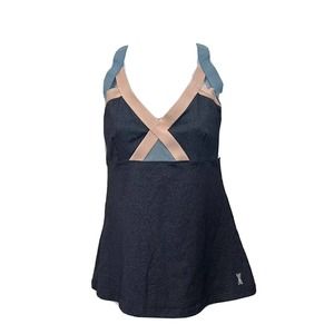 AXS Criss Cross Tank Blue Colorblock Size Medium